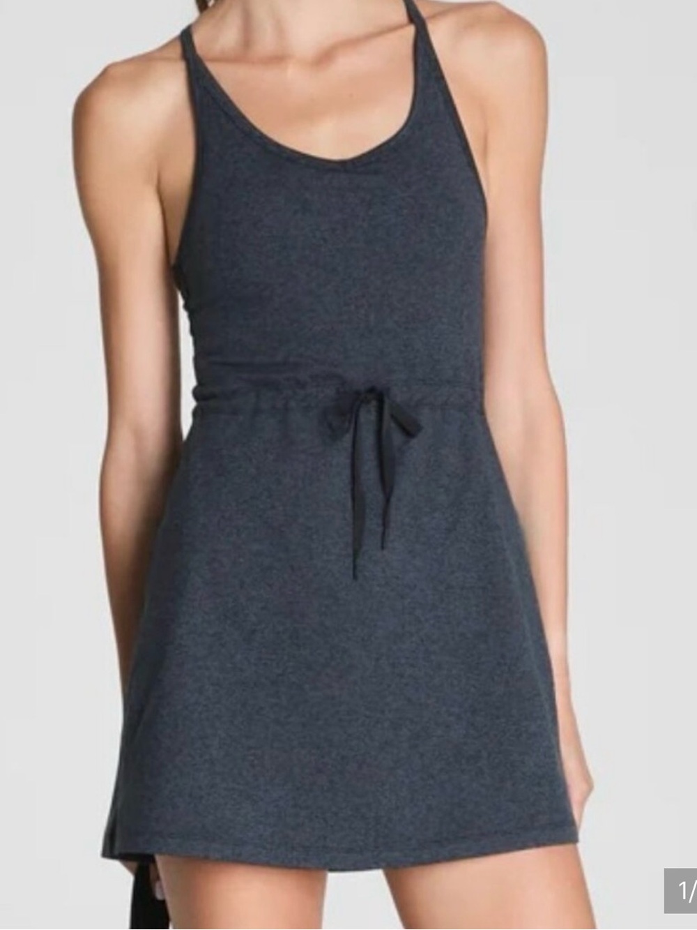 SPANX Charcoal V‑Neck Tank Dress with Drawstring